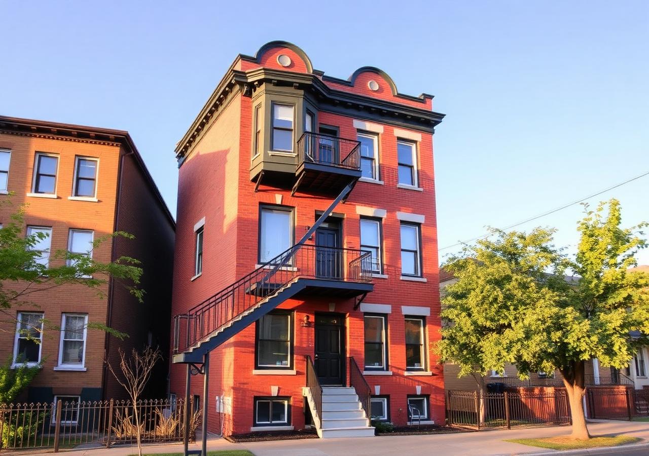 Façade d'un immeuble locatif au Québec